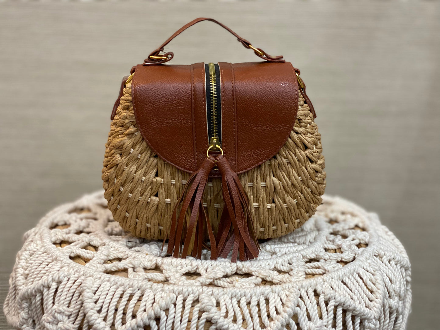 Leather Fabric Handbag